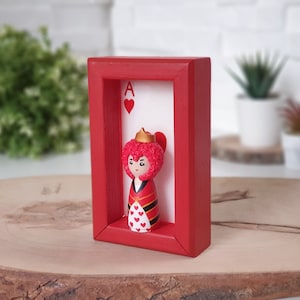 Queen of Hearts Wall Art Decor Gifts, Alice in Wonderland Playing Card, Tim Burton Collectible Figurine Doll