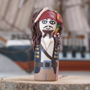 Jack Sparrow Peg Doll, Pirate Birthday Cake Topper, Pirates of the Carribean Figurine, Father&#39;s Day Gift Mans Cave Decor