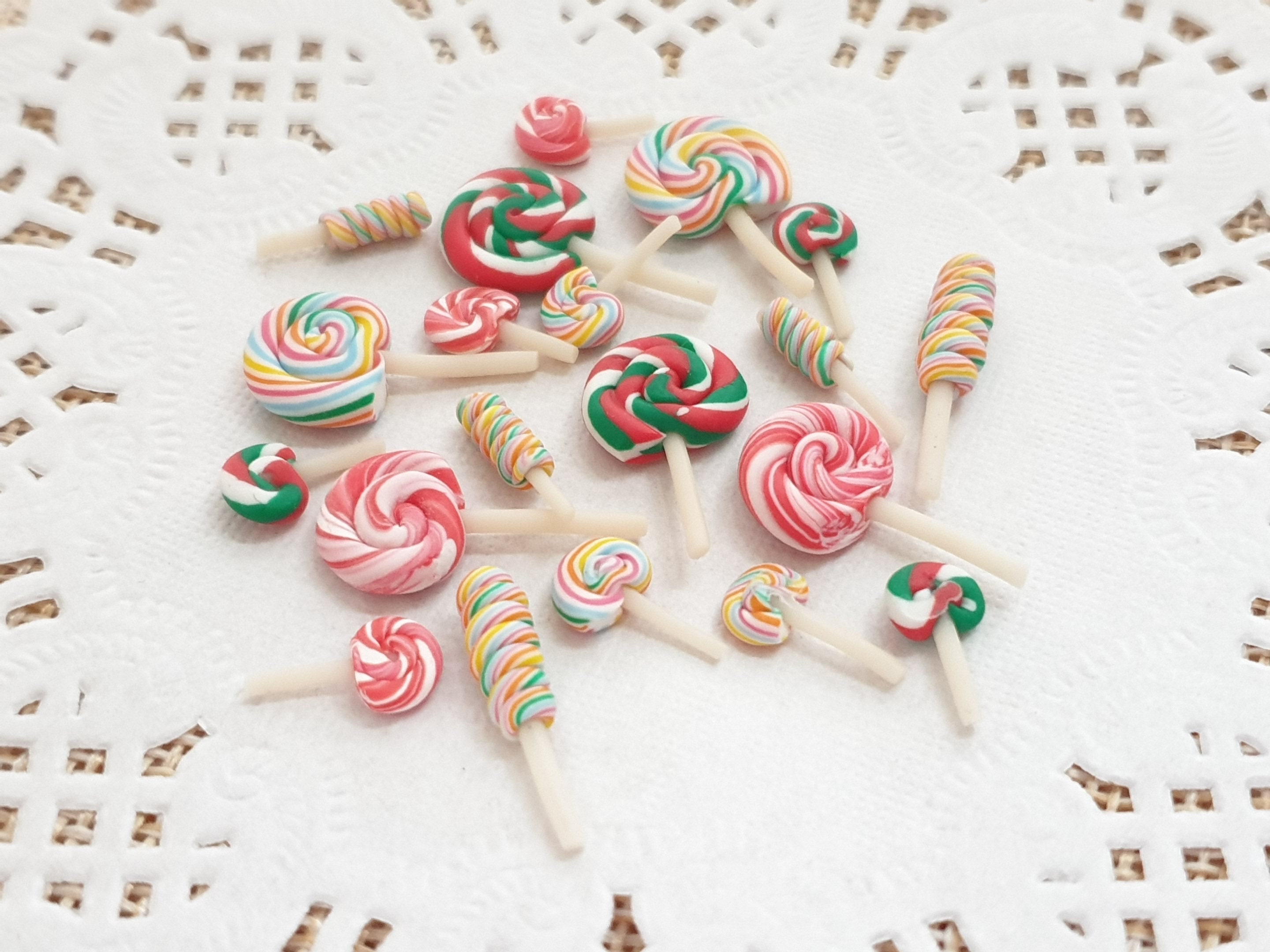 130Pcs 3D Candy Lollipop Nail Charms Colorful Assorted Sweet Candy