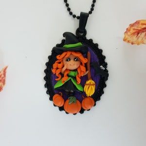 Halloween Witch Necklace Jewelry With Tiny Pumpkins, Fall Season ...