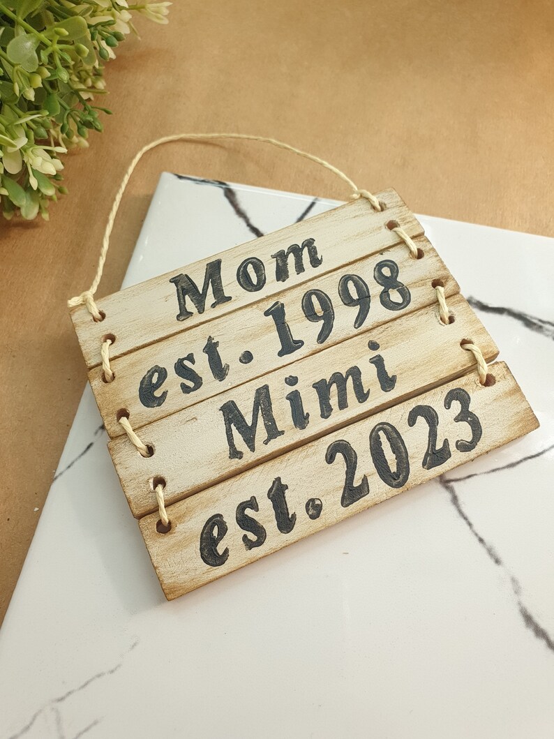 Cartel de madera de mamá y abuela, regalo del Día de la Madre para la abuela, decoración de granja moderna neutra, regalo personalizado de abuelos imagen 5