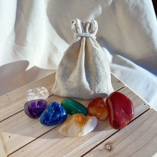 7 Chakra Stone Set, Healing Crystals For Beginners, Tumbled Gemstones, Spiritual Gift, Seven Chakra Balance For Energy Work, Meditation Tool