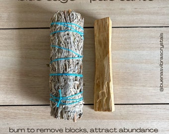 Palo Santo and Blue Sage Smudge Stick Alternative, Abundance Ritual Incense, Energy Clearing, For Reiki, Spiritual Cleansing, Metaphysical