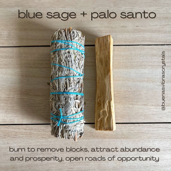 Palo Santo and Blue Sage Smudge Stick Alternative, Abundance Ritual Incense, Energy Clearing, For Reiki, Spiritual Cleansing, Metaphysical