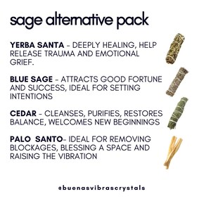 White Sage Alternative Spiritual Cleansing Sage Smudge Kit For New Home Protection Ritual, Blue Sage, Palo Santo, Cedar Smudge, Yerba Santa bild 4