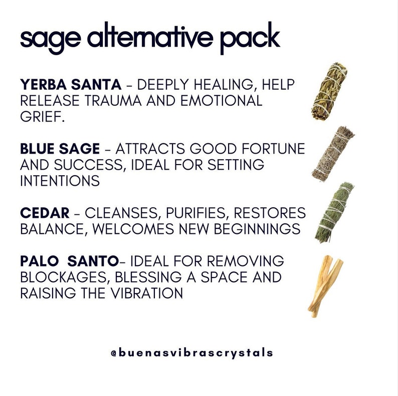 White Sage Alternative Spiritual Cleansing Sage Smudge Kit For New Home Protection Ritual, Blue Sage, Palo Santo, Cedar Smudge, Yerba Santa bild 4