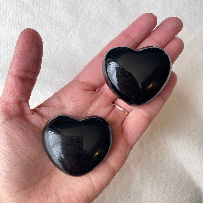 Black Obsidian Heart - Polished Stone, Pocket Stone, Worry Stone 