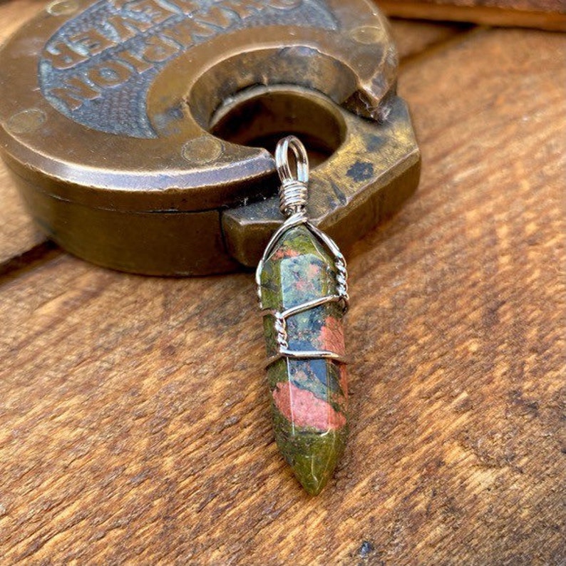 Hand Wrapped Crystal Pendants MalachiteSodalitePeach Agate Unakite