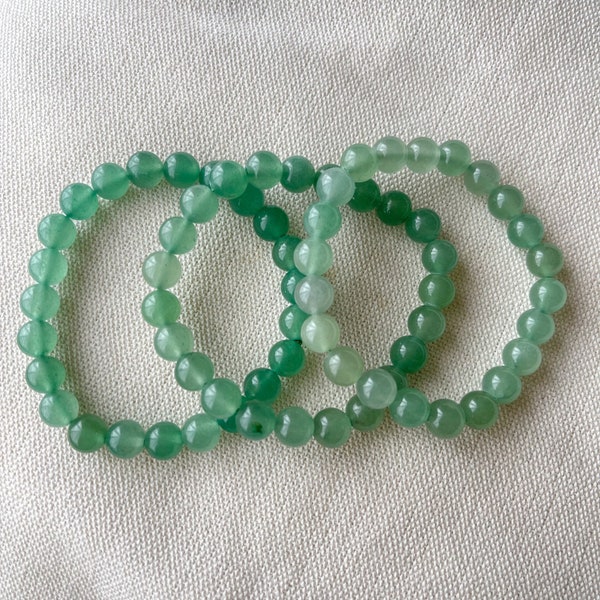 Green Aventurine Bracelet for Women, Crystal for Abundance and Prosperity, Healing Gemstone Jewelry, Lucky Stone, Reiki infused, 8mm Bead