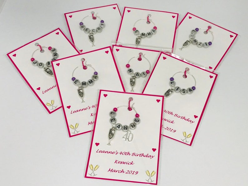 10 Linked Hearts Wine Glass Charm Wedding Favour Champagne Hen Night Party Gift