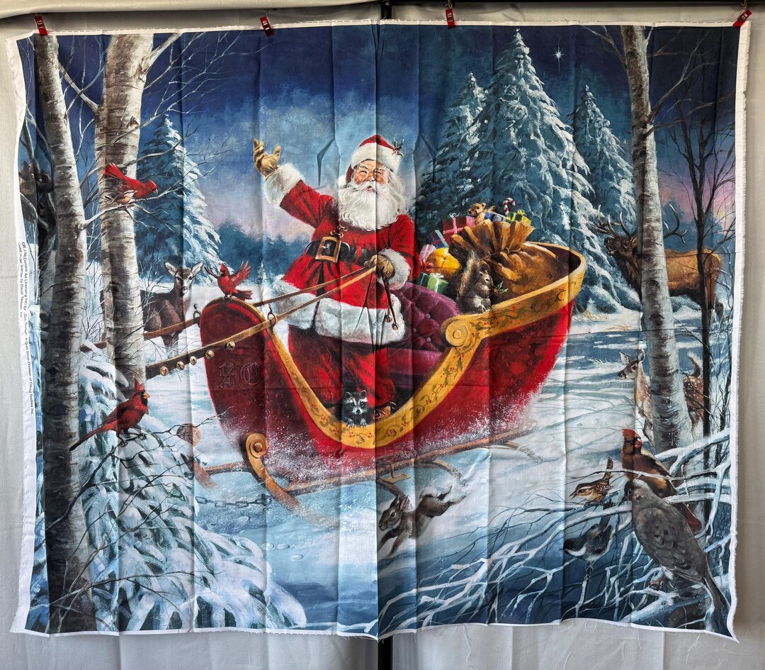 Christmas Parade - Santa and Sleigh Fabric Panel, Forest Panel(25) - Etsy