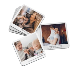 Personalised Photo Coaster With Your Text / Gift For Mum Dad Grandma Grandpa Uncle Auntie Wife Husband / New Home Christmas Present Idea