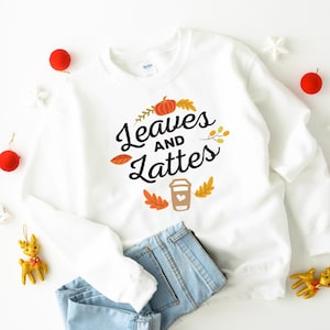 Leaves & Lattes jumper / Autumn jumper / Fall T-shirt / Autumn love sweatshirt / Cute fall gift