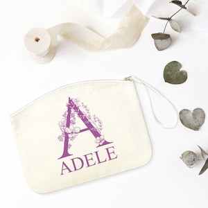 Personalised makeup bag with name and initial / Gift for her / Bridesmaid, bride gift / Auntie, mum, friend make up bag / Birthday gift