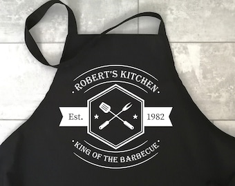 Personalised king of the barbecue apron for dad / Gift for Him / Father's Day, Christmas or birthday gift for men / Daddy barbecue gift