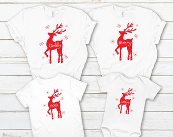 Camisetas de Natal combinando com a família / Suéter de Natal combinando com a família de rena / Camisetas de Natal / Camisetas festivas para a família