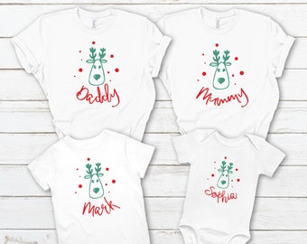 Lindas camisetas de Natal para a família combinando / Top de Natal para a família combinando com rena / Camisetas de Natal / Camisetas festivas para a família