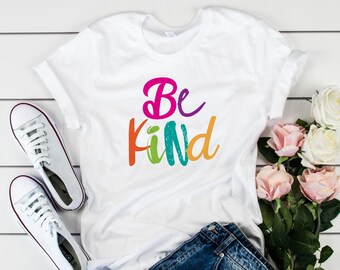 Colourful Be kind t-shirt / Unisex size / Positivity- Kindness- Anti-Bullying top / Vegan / Vegetarian t-shirt / Veggie t-shirt