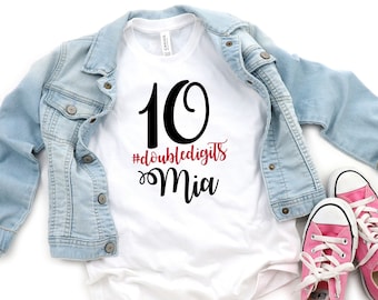 Personalised doubledigits kids 10th birthday t-shirt, double digits, boys t-shirt, girls t-shirt, childrenswear, kids clothing, number tee