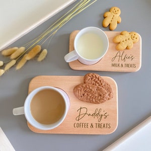 Dad's and kids coffee and treats engraved board / Personalised tea & biscuits board / Father's Day Gift for daddy birthday / Son Daughter