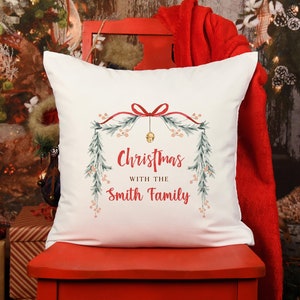 Personalised Christmas cushion with family name Xmas decorations Home decor Christmas with the Family name Square Pillow Cover Last name