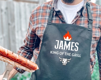 Personalised king of the grill BBQ apron / Gift for him / Dad Head chef / BBQ apron with name Man birthday gift Father's Day gift Barbecue