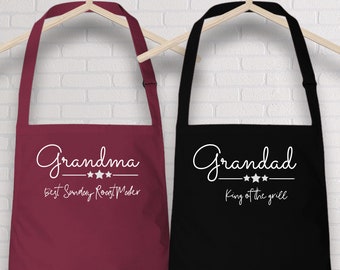 Tabliers de grand-mère et grand-père personnalisés avec le meilleur tablier de cuisine / SET DE 2 / Cadeau de Noël / Tablier de cuisine pour les femmes et pour les hommes