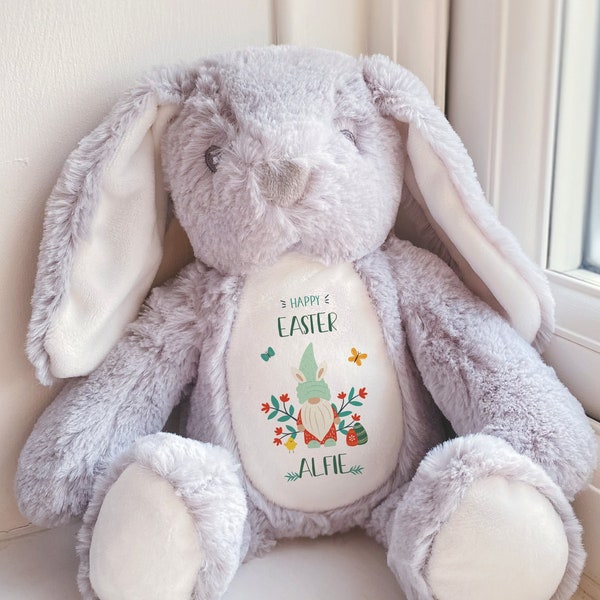 Personalised Happy Easter Gift Bunny with name / 35 cm / Easter Gnome/ Baby keepsakes / Gonk Teddy / Soft plush rabbit toys girl boy 1st