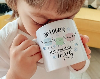 Taza personalizada de chocolate caliente para niños / Regalo de Navidad para hijo hija nieto nieta / Decoración navideña Regalo personalizado / Niña o niño