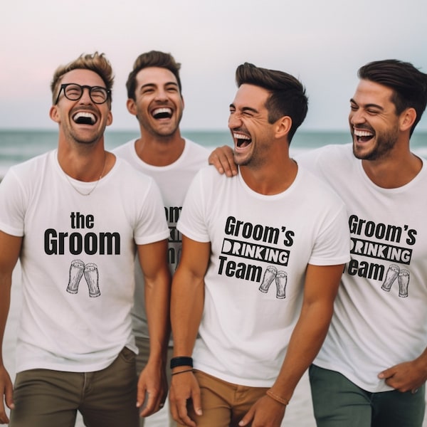 The groom and groom's drinking team t-shirt / Groomsman gift Funny men's night tee Stag Do Honeymoon Husband to be / Wedding Bachelor Party