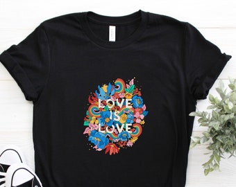 Love is love Pride t-shirt / UNISEX tee / Floral Rainbow pride tshirt  / LGBTQ flag tshirt / Gay Pride gift  / Summer Pride month / Pride