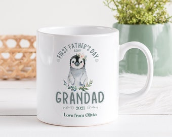 Personalised First Father's Day mug / GIRL or BOY cute little penguin / 1st Father's Day gift for daddy or grandad / dad present