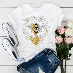 Bee t-shirt / Gift for women / Bee kind / Nature Tee / Vegan tshirt / Bumblebee trendy summer and spring concept White