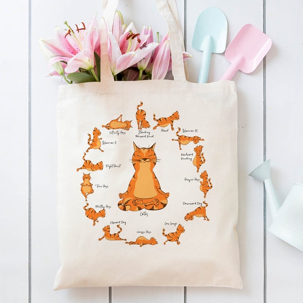 Bolsa de yoga para gatos / Regalo para amantes del gato / Regalo de yoga para mujeres / Regalo para mujeres / Bolsa de ejercicios GYM para mujeres / Bolsa de compras para gatos de meditación