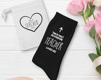 This is what an awesome teacher looks like cotton socks / Teacher gift / FOR MEN / Funny teacher gift / Teacher Christmas gift sock