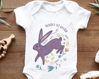 Body bébé personnalisé première Pâques lapin design haut pour garçon ou fille lapin cadeau de Pâques 1er gilet bébé bébé poussent coton tenue de Pâques