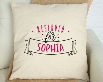 Personalised cushion cover / Reserved for a name /  Gift for her and him / Custom housewarming gift / Square Pillow Cover