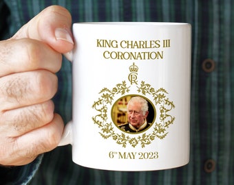 Coronation mug and coaster / HM King Charles III / 6th May 2023/ Commemorative cup Celebration gift for her him Royal Family keepsake