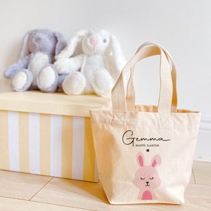 Borsa di Pasqua con nome Regalo di Pasqua personalizzato per ragazzo o ragazza ROSA o BLU Simpatico coniglietto Borse per la caccia alle uova Cestini Primo primo figlio di Pasqua figlia