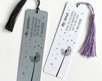 Personalised teacher bookmark with tassel / Gift for him or her / Thank you gift / Teacher Appreciation Gifts / End of term present idea