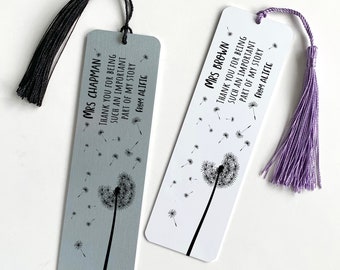 Personalised teacher bookmark with tassel / Gift for him or her / Thank you gift / Teacher Appreciation Gifts / End of term present idea