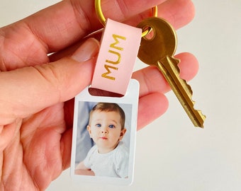 Personalised Mum Photo Keyring / PU Leather Photo Keychain / Christmas, Mother's Day gift for her / Gift for mum / Mum birthday, Christmas