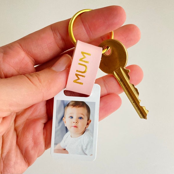 Personalised Mum Photo Keyring / PU Leather Photo Keychain / Christmas, Mother's Day gift for her / Gift for mum / Mum birthday, Christmas
