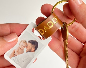 Gift for Daddy First Father's Day Gift for New Dad Personalised Dad Photo Keyring Photograph Keychain Christmas Dad's Birthday Present