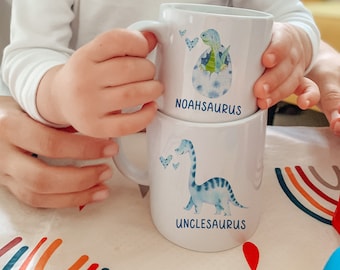 Taza familiar personalizada para papá tío abuelo / papá y bebé dinosaurio / Dada and Me Funny Matching gift / Papa Toddler Children Present