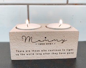 Personalised In Loving Memory Tealight Holder / Wooden engraved / Condolence Candle Remembrance / Gift For Funeral Anniversary / Christmas