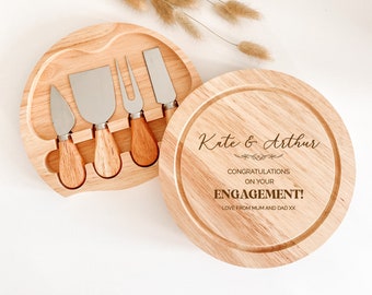 Personalised Laser Engraved Cheeseboard / Engagement gift with Names / Mr and Mrs gift / We are engaged / Congratulations on your engagement
