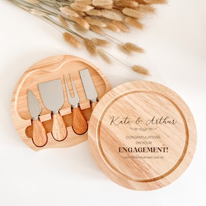 Personalised Laser Engraved Cheeseboard / Engagement gift with Names / Mr and Mrs gift / We are engaged / Congratulations on your engagement image 1