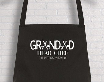 Personalised grandad apron with family name / Grandad head chef / BBQ apron / Dad gift / Father's Day gift / Birthday Gift for him