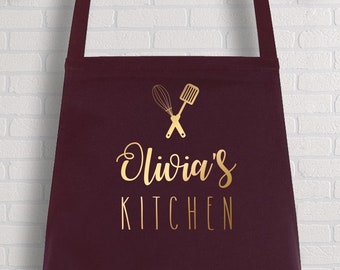 Personalised Kitchen Apron With Name / Christmas Gift For Her / Housewarming Mother&#39;s Day Gift / Bakers Mum Nanny Sister Grandma Present